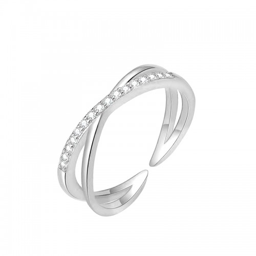 ANELLO APERTO REGOLABILE INCROCIATO CON ZIRCONE - MY25568B438