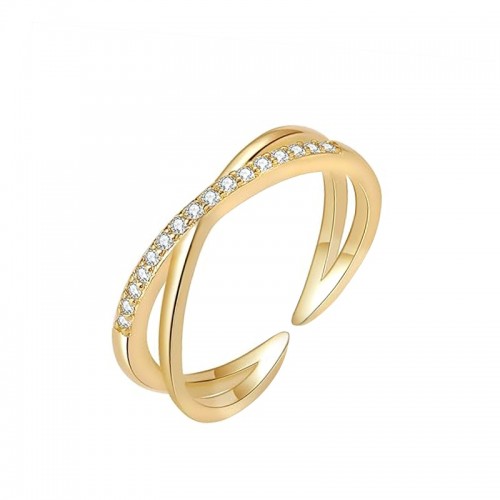 ANELLO APERTO REGOLABILE INCROCIATO CON ZIRCONE - MY25568B438