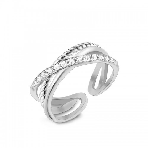 ANELLO APERTO REGOLABILE INTRECCIATO CON ZIRCONE - MY2556B441