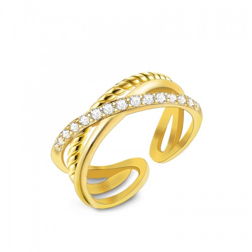 ANELLO APERTO REGOLABILE INTRECCIATO CON ZIRCONE - MY2556B441