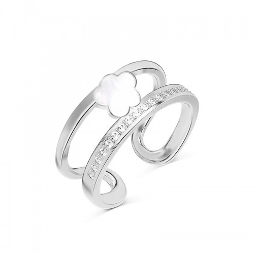 ANELLO APERTO REGOLABILE CON FIORE E ZIRCONE - MY25584B437