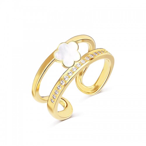 ANELLO APERTO REGOLABILE CON FIORE E ZIRCONE - MY25584B437