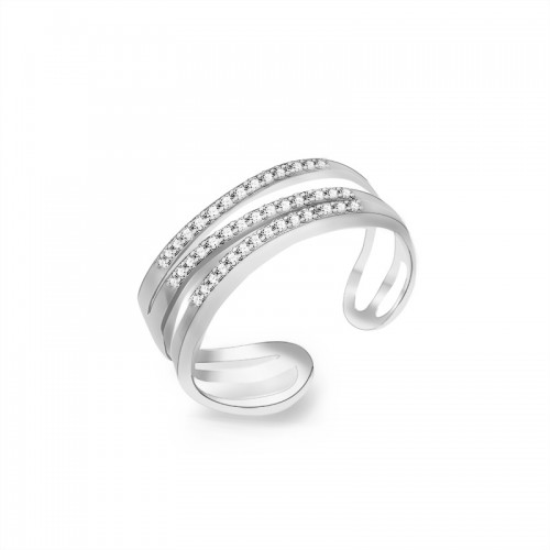 ANELLO APERTO REGOLABILE A TRE FILI CON ZIRCONE - MY2576B436