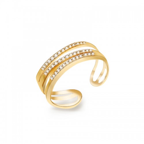 ANELLO APERTO REGOLABILE A TRE FILI CON ZIRCONE - MY2576B436