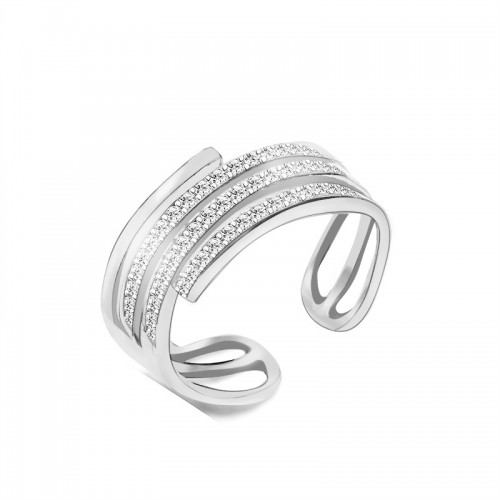 ANELLO APERTO REGOLABILE A QUATTRO FILI CON ZIRCONE - MY2580B441