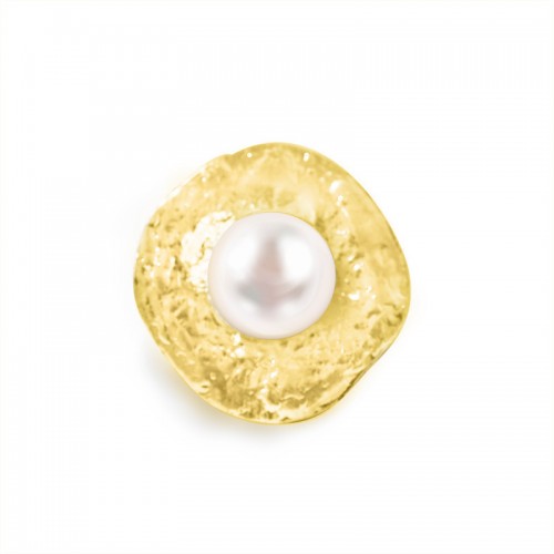 GRANDE ANELLO ELASTICO DISCO CON PERLA - NY2496B901