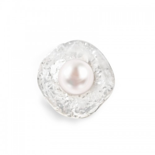 GRANDE ANELLO ELASTICO DISCO CON PERLA - NY2496B901