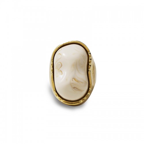 GRANDE ANELLO ELASTICO ORGANICO CON PIETRA IN RESINA - NY25100C568