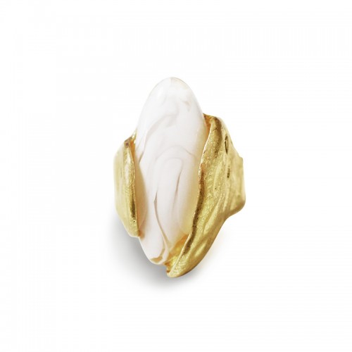 GRANDE ANELLO ELASTICO A MANDORLA CON PIETRA IN RESINA - NY25100C577