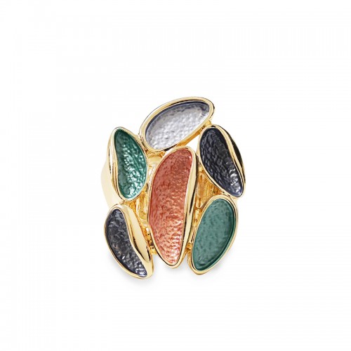 ANELLO ELASTICO CON FOGLIE SMALTATE IRREGOLARI - SW25464C489