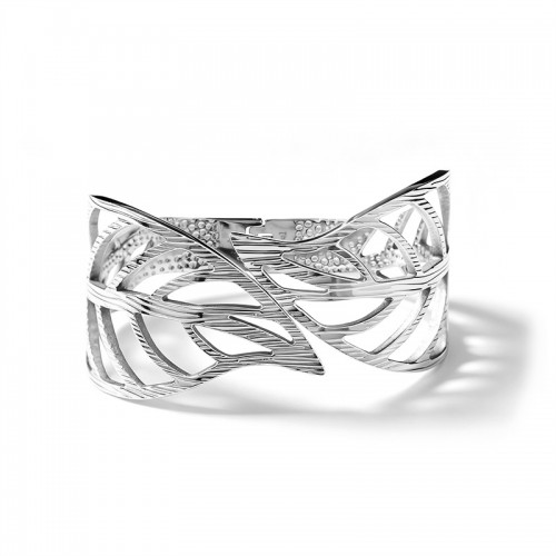 BRACCIALE RIGIDO A MOLLA CON FOGLIE TRAFORATE - DH2588B476