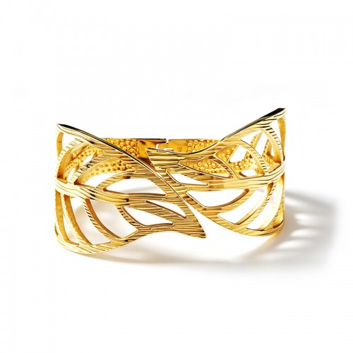 BRACCIALE RIGIDO A MOLLA CON FOGLIE TRAFORATE - DH2588B476