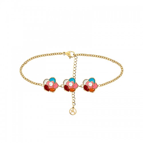 BRACCIALE CON TRE FIORI SMALTATI - FFJ25784C624