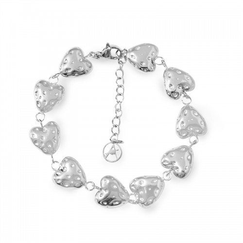 BRACCIALE CUORI BOMBATI CON PUNTINI CONCAVI - JN241184B781