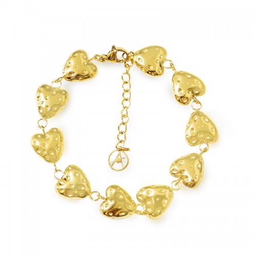 BRACCIALE CUORI BOMBATI CON PUNTINI CONCAVI - JN241184B781