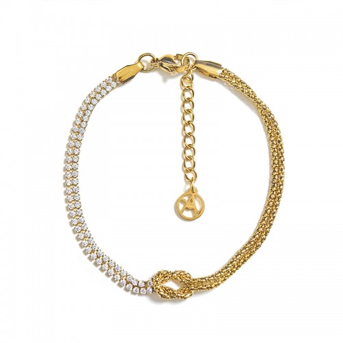 BRACCIALE CON NODO E ZIRCONE COLORATO A DOPPIO FILO 1.5MM - JN25896C722