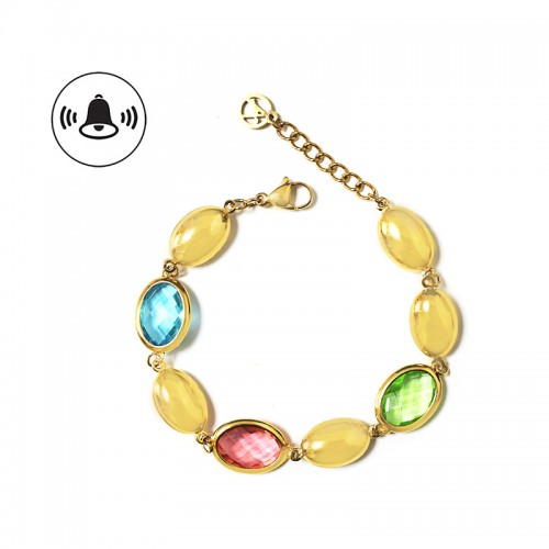 BRACCIALE SONAGLIO CON CRISTALLI OVALI COLORATI - MY251064C237