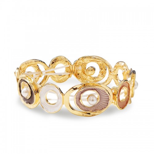 BRACCIALE ELASTICO CON CERCHI SMALTATI E PERLE - SW2588C438