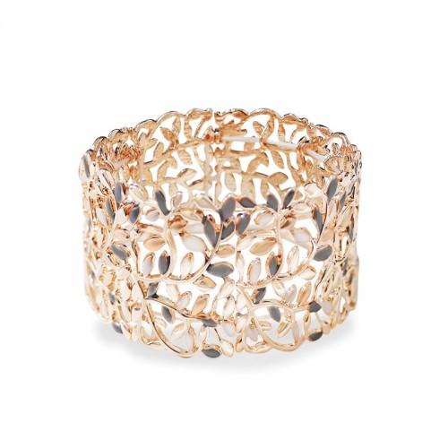 BRACCIALE ELASTICO TRAFORATO CON FOGLIE SMALTATE - SW2588C471