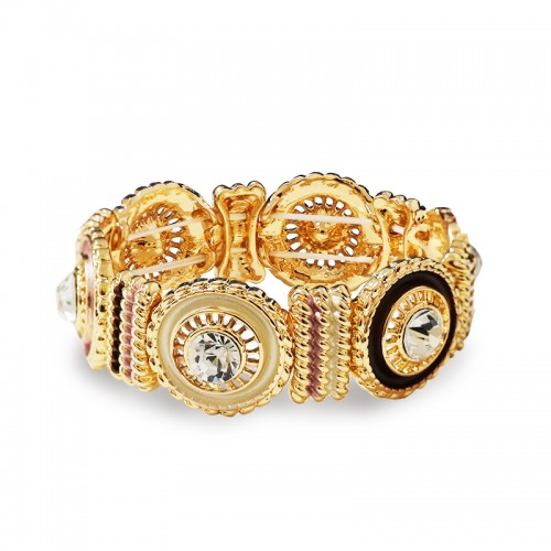 BRACCIALE ELASTICO SMALTATO CON MOTIVI CIRCOLARI E STRASS - SW2688C782
