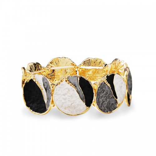 BRACCIALE ELASTICO CON DISCHI SMALTATI EFFETTO MARTELLATO - SW2688C805