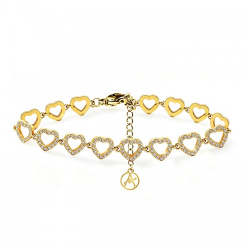 BRACCIALE CUORI TRAFORATI CON PAVÉ DI ZIRCONI - YC26120C876