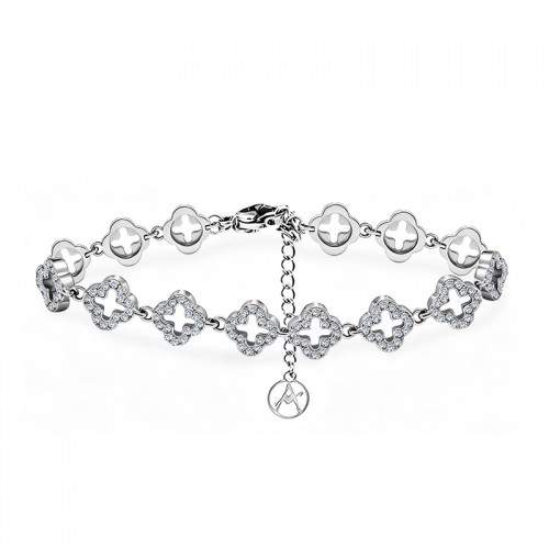 BRACCIALE QUADRIFOGLI TRAFORATI CON PAVÉ DI ZIRCONI - YC26120C878