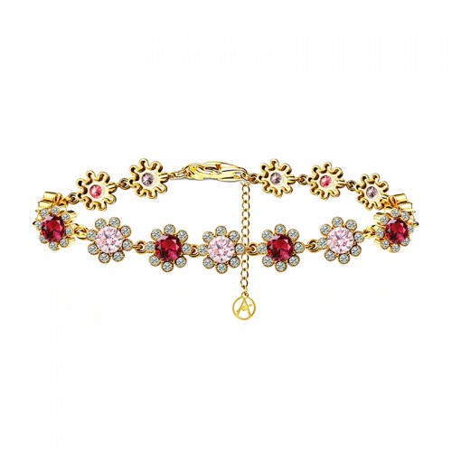 BRACCIALE A FIORI CON ZIRCONI COLORATI - YC26128C882