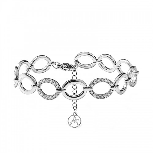 BRACCIALE MAGLIA OVALE CON ZIRCONI - YC26128C905