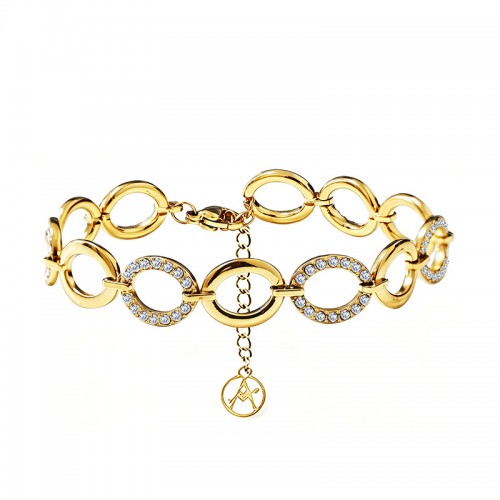 BRACCIALE MAGLIA OVALE CON ZIRCONI - YC26128C905