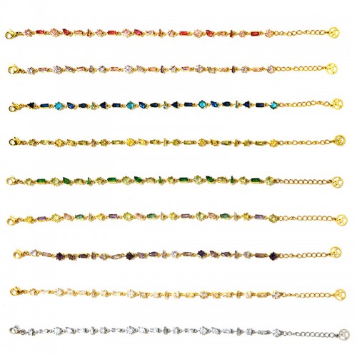 BRACCIALE GEOMETRICO CON ZIRCONI MULTITAGLIO COLORATI - YC26152C887