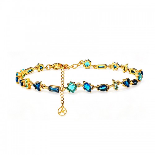 BRACCIALE GEOMETRICO CON ZIRCONI MULTITAGLIO COLORATI - YC26152C887