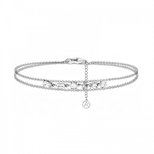 BRACCIALE DOPPIA CATENA CON ZIRCONI MULTIFORMA - YC2668C927