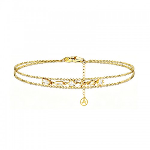 BRACCIALE DOPPIA CATENA CON ZIRCONI MULTIFORMA - YC2668C927
