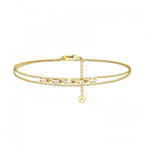 BRACCIALE DOPPIA CATENA CON ZIRCONI A BAGUETTE - YC2668C928