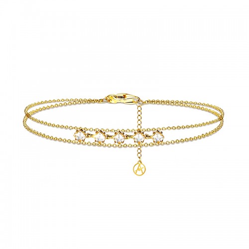 BRACCIALE DOPPIA CATENA CON ZIRCONI A ROMBO - YC2668C929