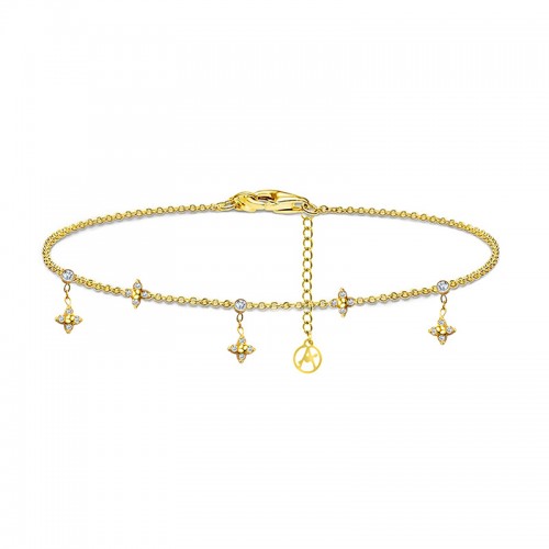 BRACCIALE CON ZIRCONI E FIORELLINI PENDENTI - YC2684C938