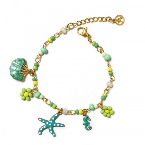 BRACCIALE CON PERLINE COLORATE E CHARMS MARINI - YNK25944C521