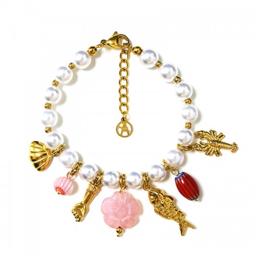 BRACCIALE DI PERLE CON CHARMS MARINI - YNK26100C734