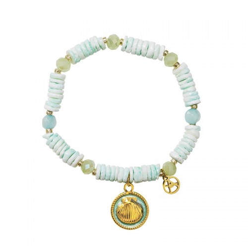 BRACCIALE ELASTICO CON PERLINE E CIONDOLO CONCHIGLIA - YY2580C650