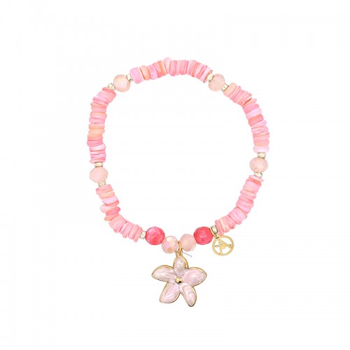 BRACCIALE ELASTICO CON PERLINE E CIONDOLO FIORE - YY2580C651