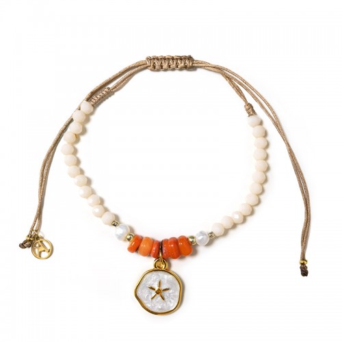 BRACCIALE REGOLABILE CON PERLINE E CIONDOLO STELLA MARINA - YY2580C652