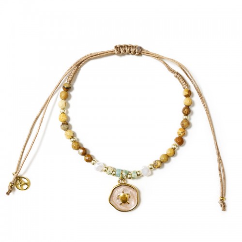 BRACCIALE REGOLABILE CON PERLINE E CIONDOLO TARTARUGA - YY2580C656