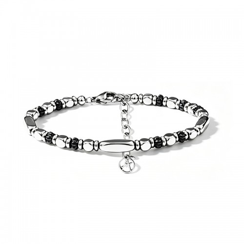 BRACCIALE UOMO CON PERLINE IN ACCIAIO ED EMATITE - KM26108C759