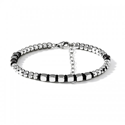 BRACCIALE UOMO CON CUBETTI E PERLINE SFACCETTATE - KM26128C760