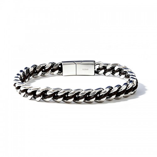 BRACCIALE DA UOMO A CATENA GRUMETTA CON CORDINO IN PELLE - KM26160C763