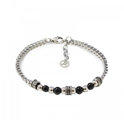 BRACCIALE A CATENA DI SPIGA CON SFERE E PERLINE DI PIETRA - RD24104B586/587/588/589