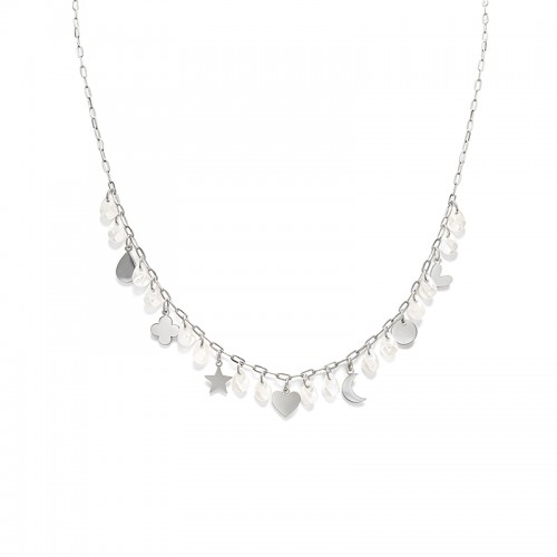 COLLANA CHARMS MULTISIMBOLO CON PERLINE A GOCCIA - FFJ251136C603