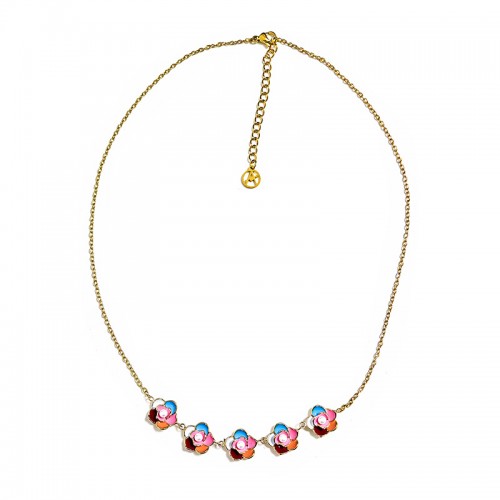 COLLANA CON CINQUE FIORI SMALTATI - FFJ251344C626