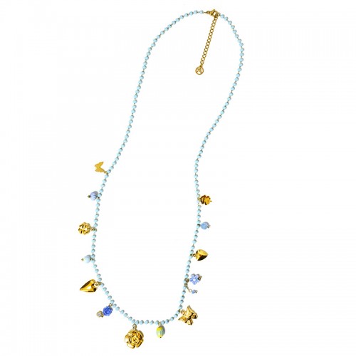 COLLANA LUNGA DI PERLINE COLORATE E CHARMS NATURALI - FFJ25148C617